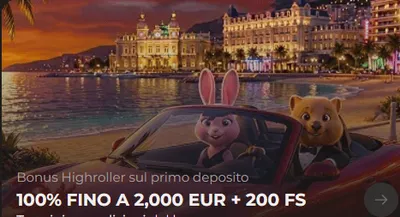 Bonus highroller sul primo deposito 100 fino a 2000 euro 200 fs